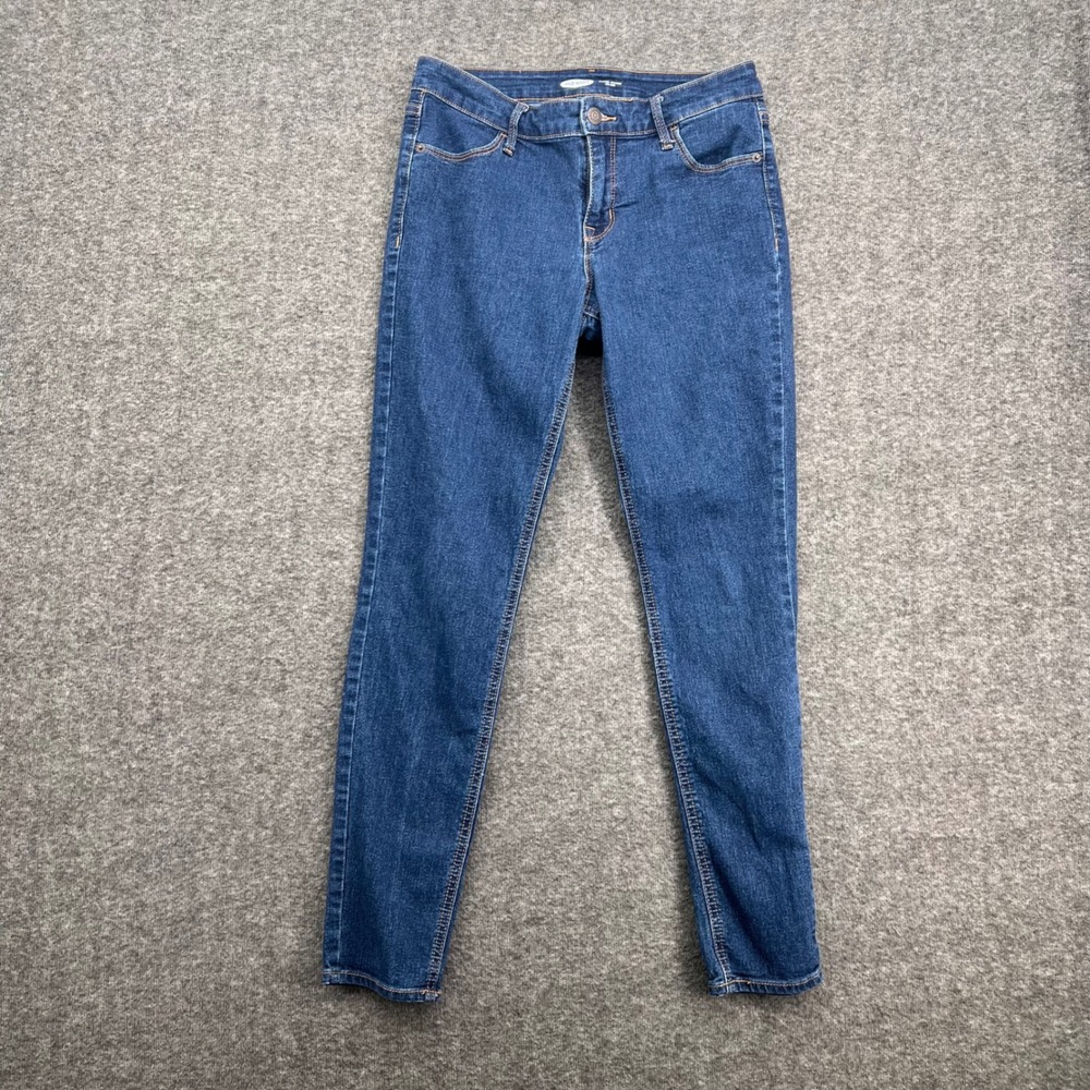 Old Navy Womens Super Skinny Mid Rise Jeans Dark Wash Blue Size 6 Stretch‎ Denim